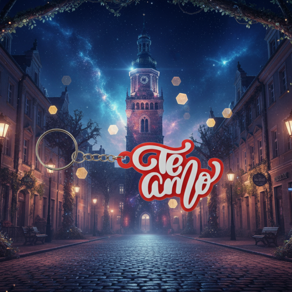 Brelok Te Amo – czerwono-biały brelok 3D z napisem „Kocham Cię” po hiszpańsku