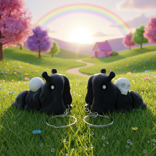 Brelok Ślimak Halloween – Ruchomy, Czaszka, Druk 3D, 6,5 cm