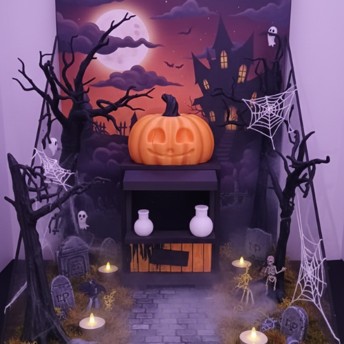 🎃 Halloweenowa Chatka z Dynią – Model 3D do Samodzielnego Sklejenia 🕸️💀