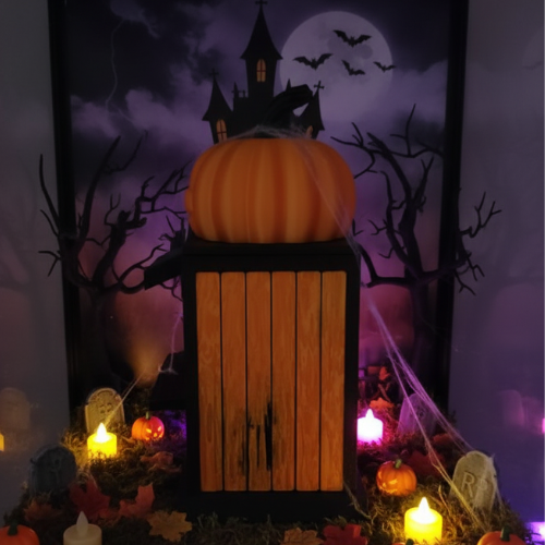 🎃 Halloweenowa Chatka z Dynią – Model 3D do Samodzielnego Sklejenia 🕸️💀