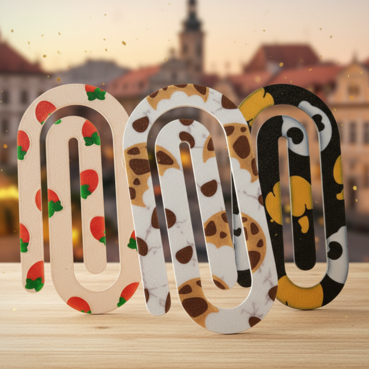 Komplet 3 Zakładek do Książek – Truskawka, Ciastko, Czaszka 🍓🍪💀