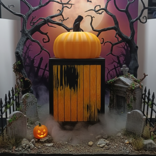 🎃 Halloweenowa Chatka z Dynią – Model 3D do Samodzielnego Sklejenia 🕸️💀
