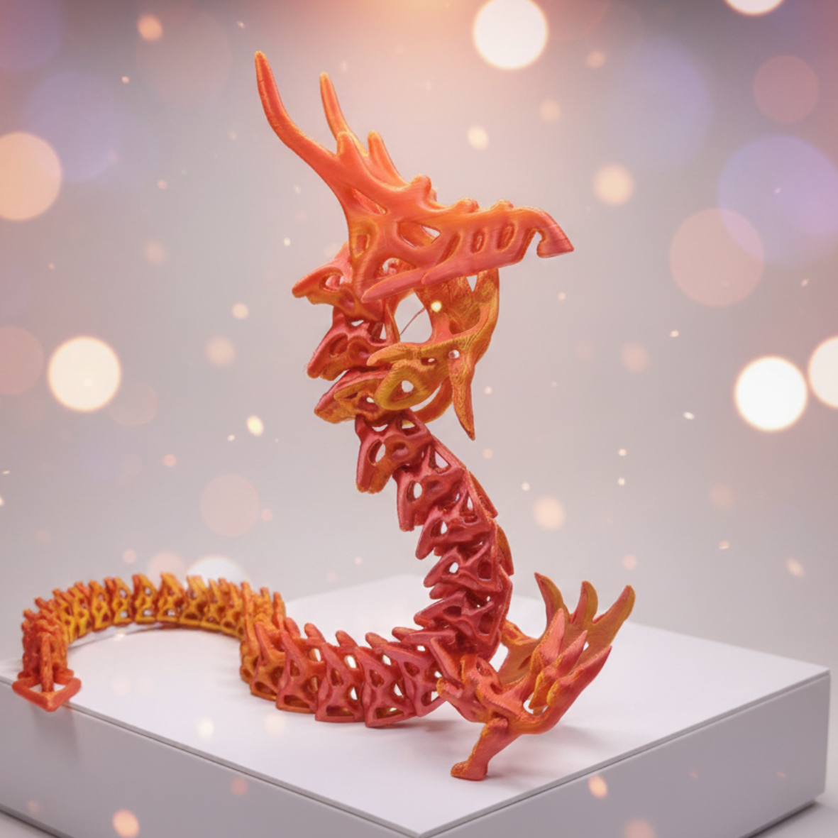 Articulated Dragon 3D – Ruchomy smok w ognistej kolorystyce | Figurine & Fidget