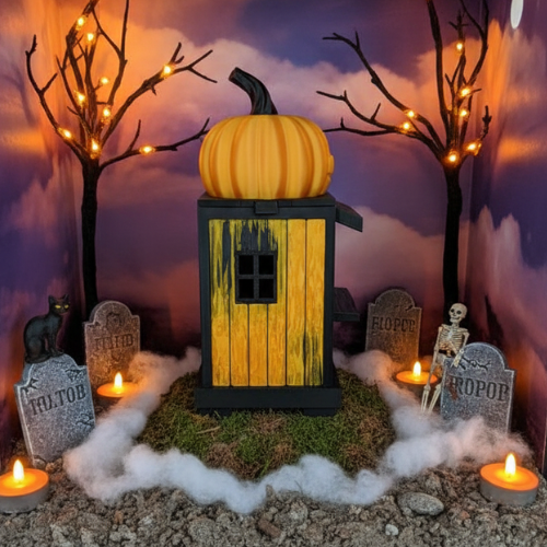 🎃 Halloweenowa Chatka z Dynią – Model 3D do Samodzielnego Sklejenia 🕸️💀