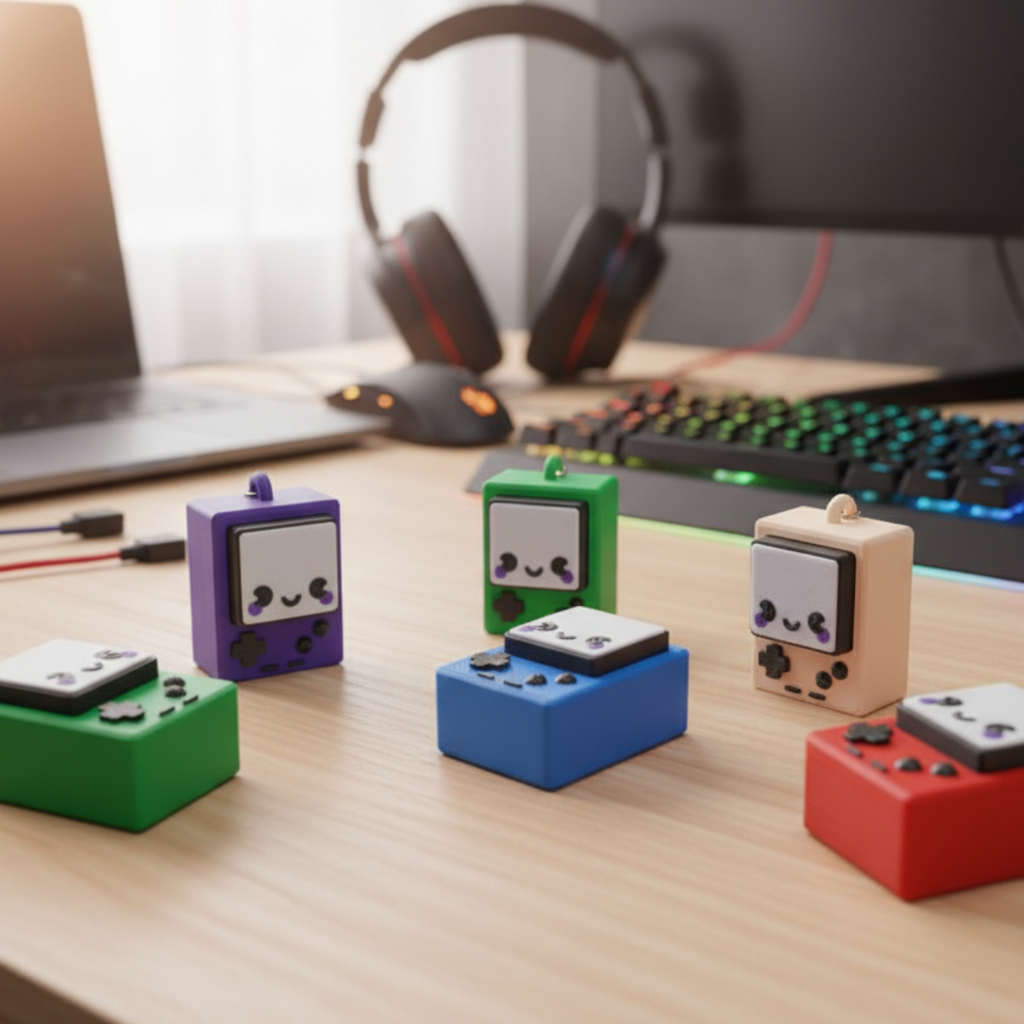 Kliker antystresowy 3D w stylu GameBoy – brelok fidget do zabawy i relaksu
