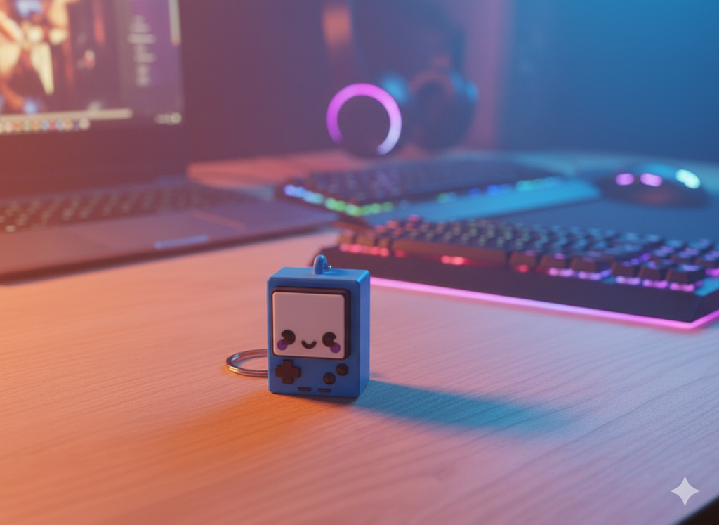 Kliker antystresowy 3D w stylu GameBoy – brelok fidget do zabawy i relaksu