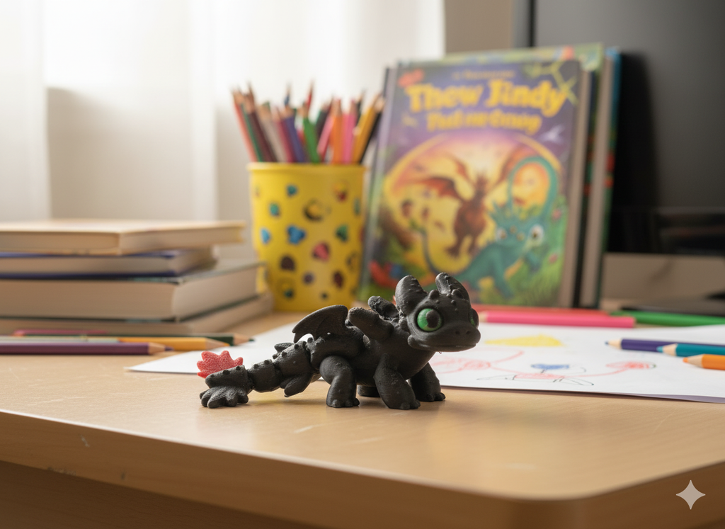 Figurka Smoka 3D inspirowana Szczerbatkiem – „Jak Wytresować Smoka” 🐉💚