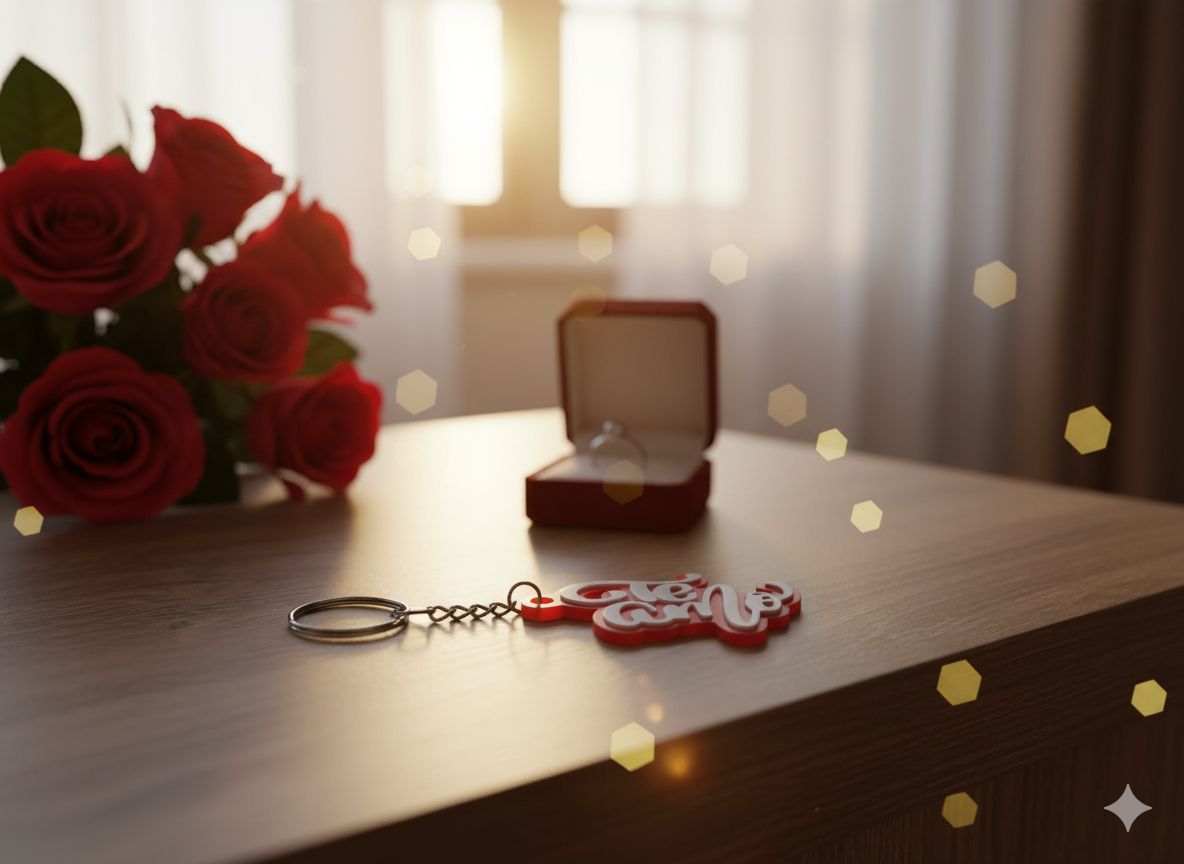 Brelok Te Amo – czerwono-biały brelok 3D z napisem „Kocham Cię” po hiszpańsku