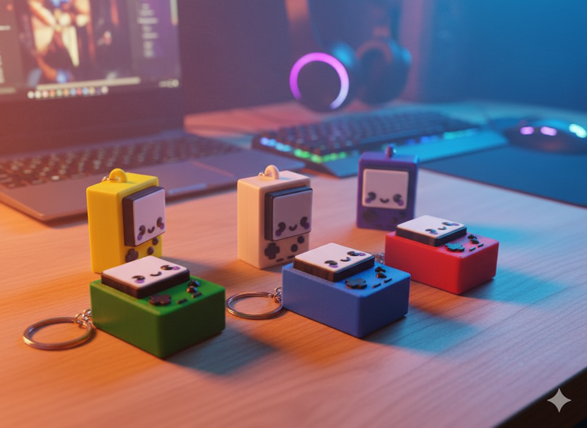 Kliker antystresowy 3D w stylu GameBoy – brelok fidget do zabawy i relaksu
