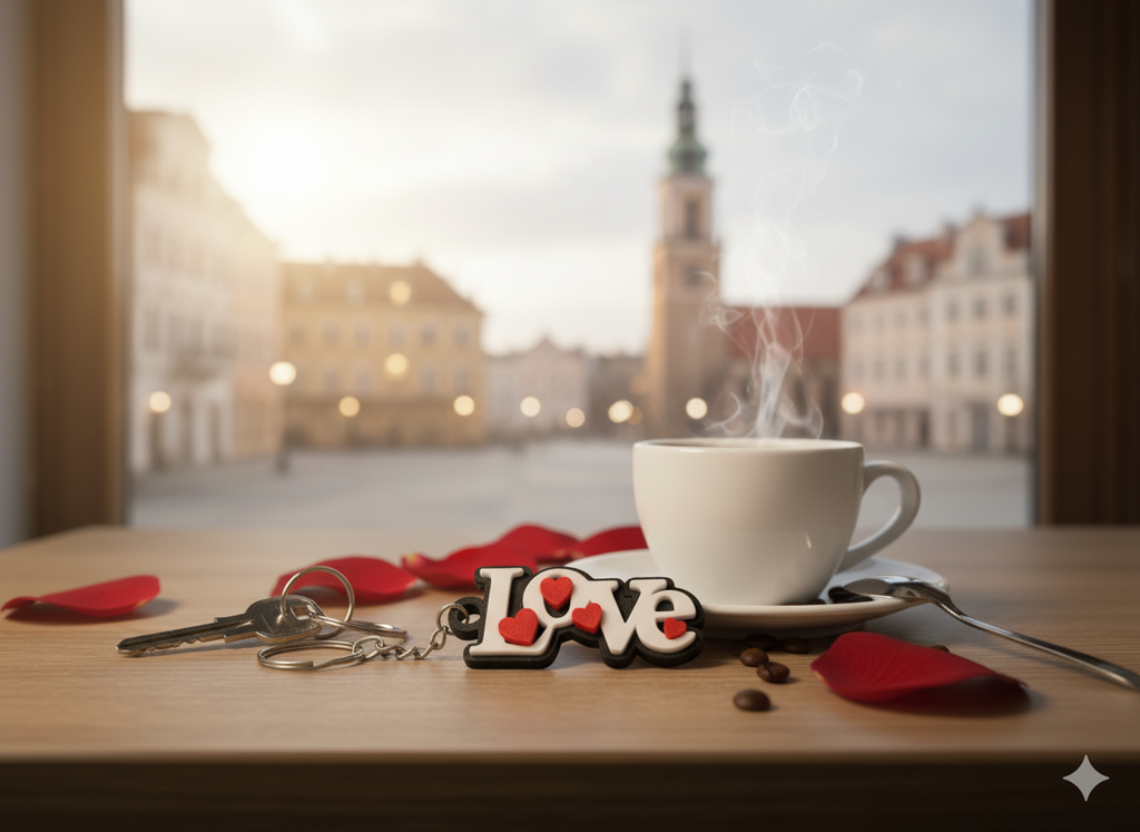 Brelok Love z czerwonymi sercami – romantyczny brelok 3D